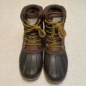 Nautica Brown Leather Boots with Yellow Laces